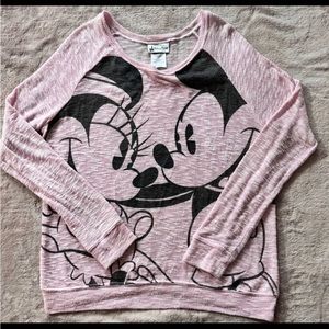 Disney Mickey and Minnie‎ Mouse Sweater Lightweight Heathered Pink Parks Size L